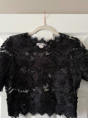 Black Lace Sheer Crop-top Size Large